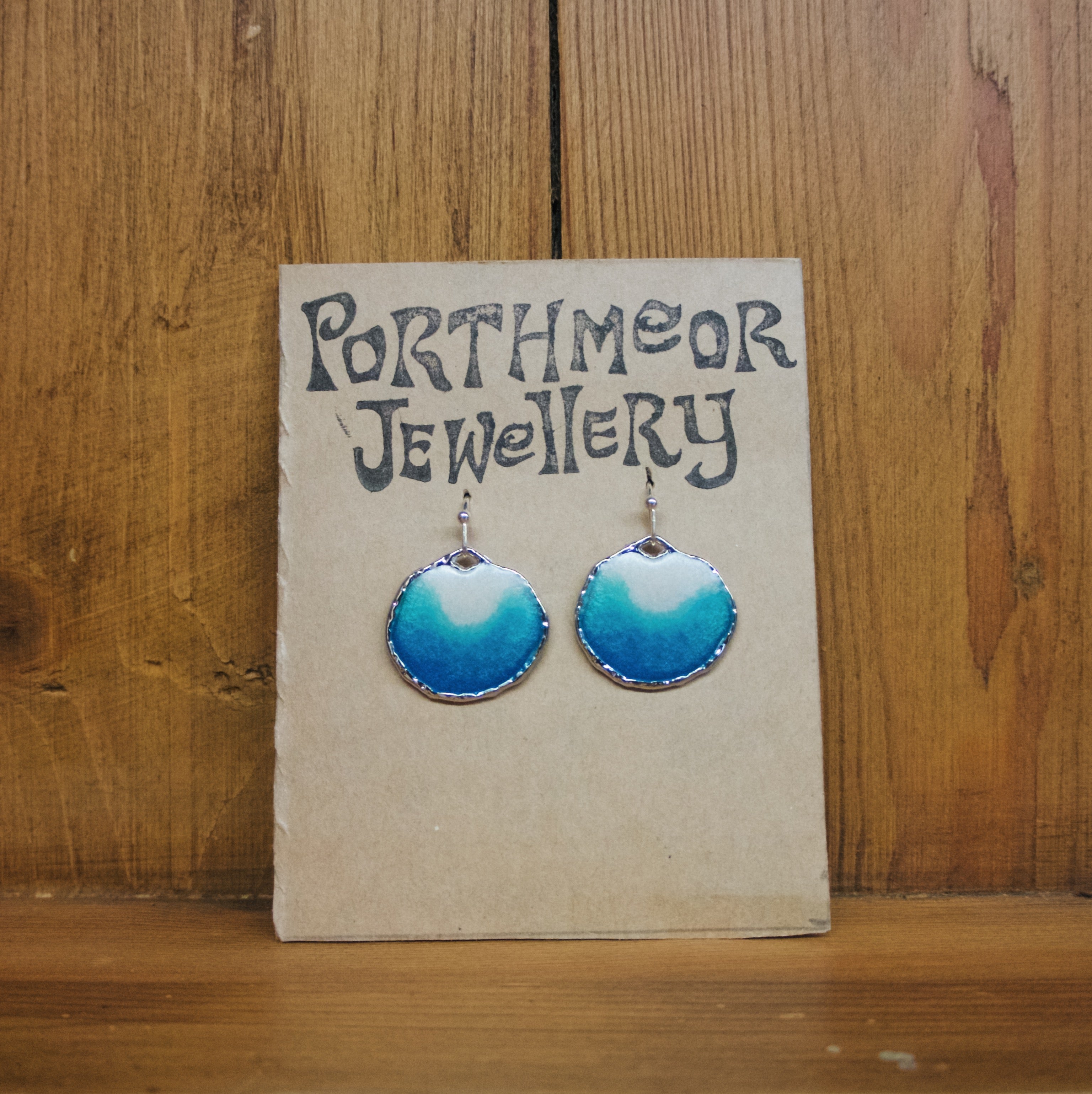White, Teal & Blue with Silver Earrings, Small